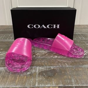 COACH  Ulyssa Water-Resistant Jelly Pool Slides; Color: Bold Pink; Size: 7B